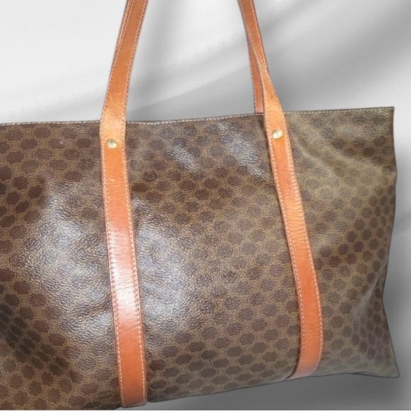 Céline Vintage Brown Leather Macadam Large Tote - Picture 2 of 12